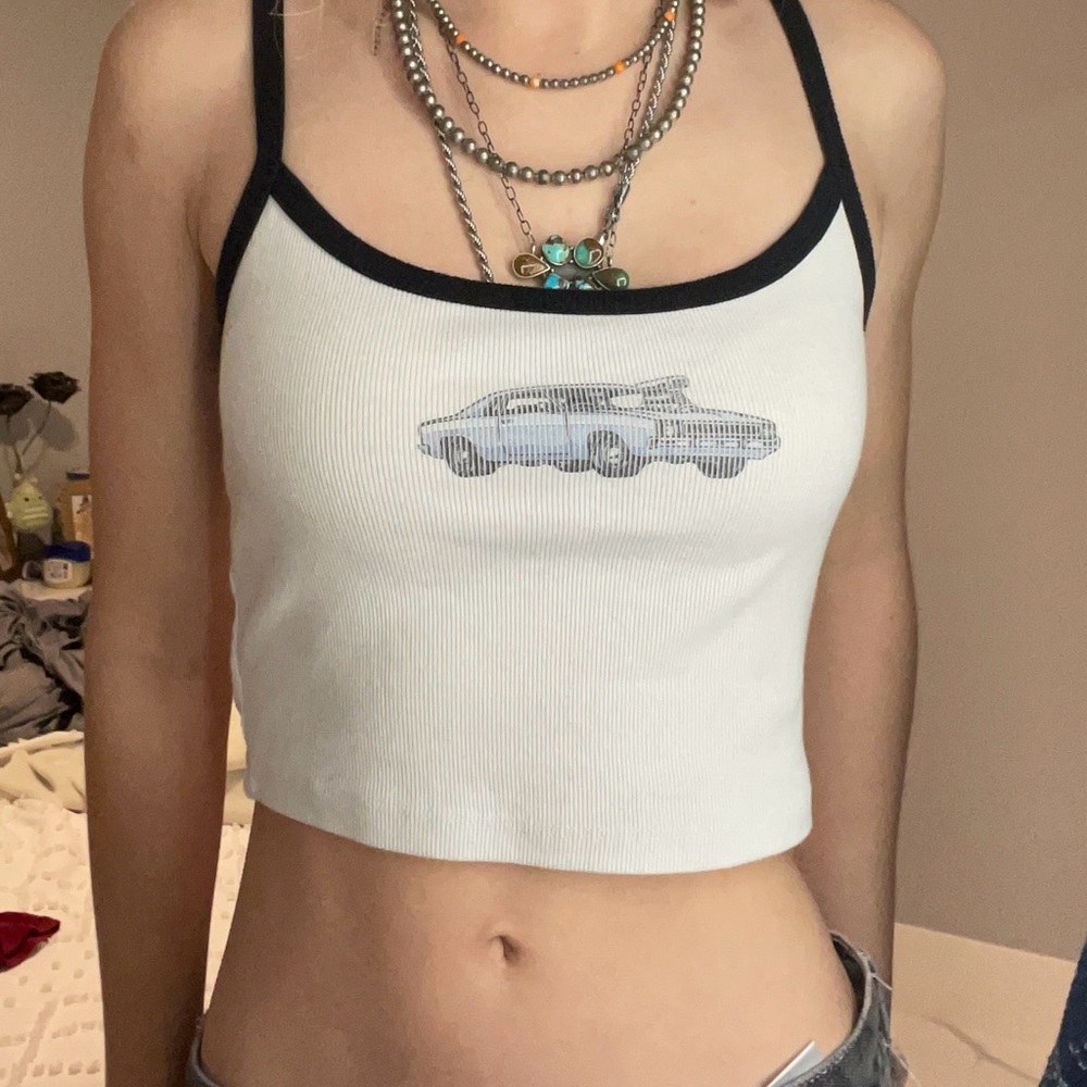 Aeropostale White Crop Top with Car Design